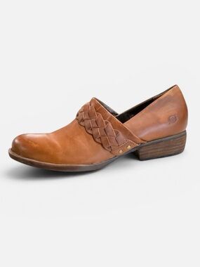 Born Hensley Clog Bootie Women’s 9.5 Brown Western Low Heel Braid Boho Western